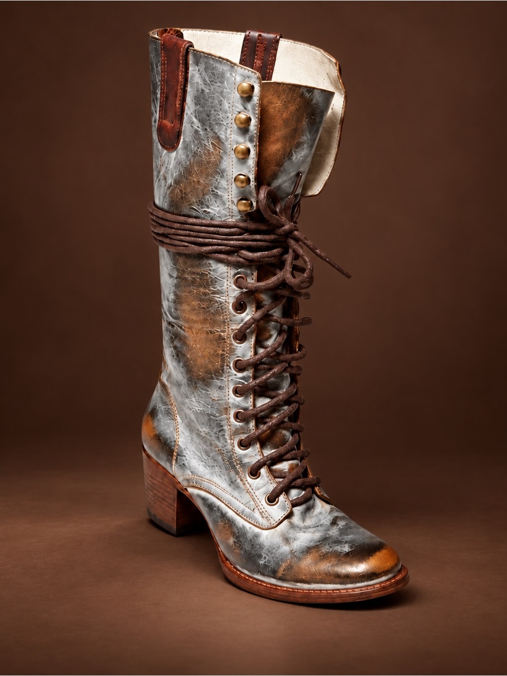 FREEBIRD by Steven Grany Ice Leather Lace-Up Tall Boots Size 10 BNIB Rare